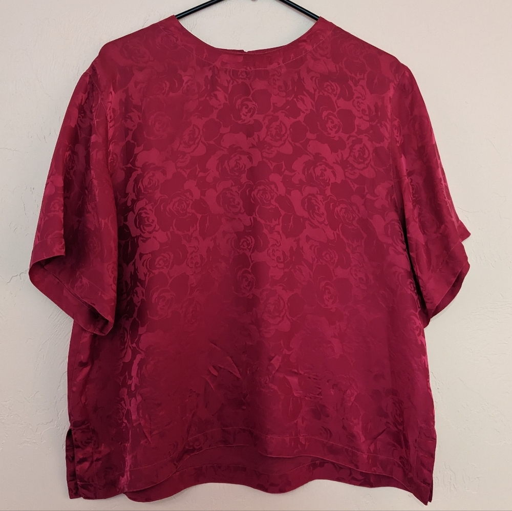 Floral jacquard boxy silk blouse